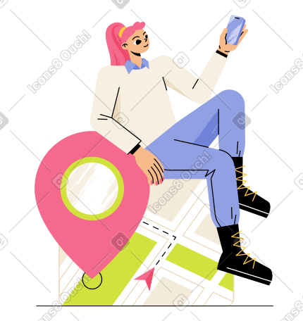 女人在手机上使用 gps 导航 PNG, SVG