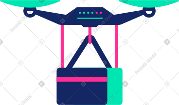 Drone with box delivery PNG, SVG