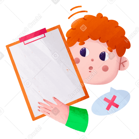 Redheaded guy is surprised that the list in his hands is empty Illustration in PNG, SVG