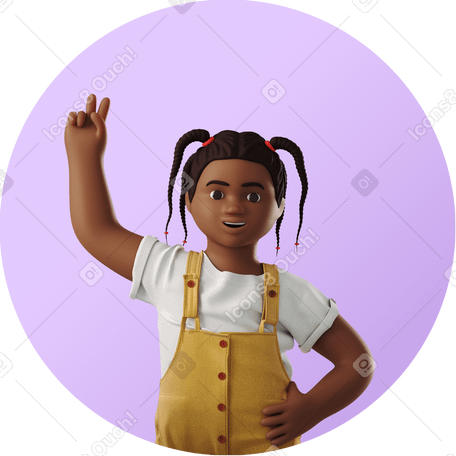3D girl showing victory hand PNG, SVG