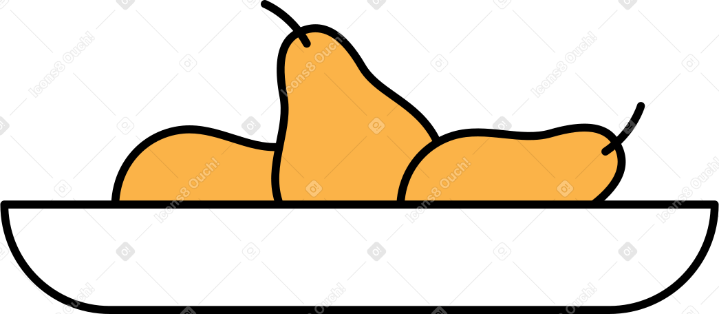 plate of pears Illustration in PNG, SVG