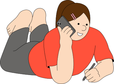 Young woman lying and talking on the phone PNG, SVG