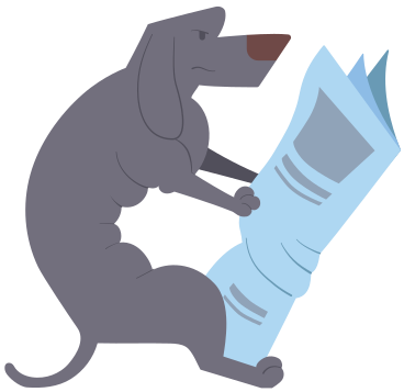 dachshund gray with newspaper PNG, SVG