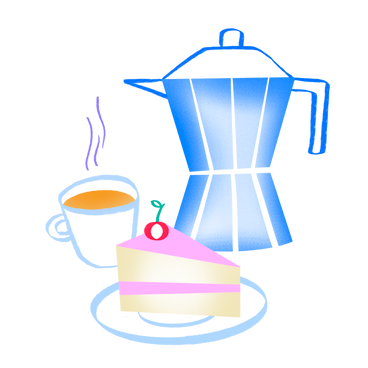 Coffee break with a cake PNG, SVG