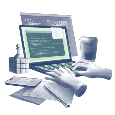 Programmer writing code on laptop PNG, SVG