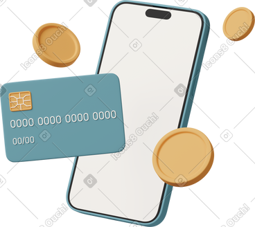 Mobile credit card and coins PNG, SVG