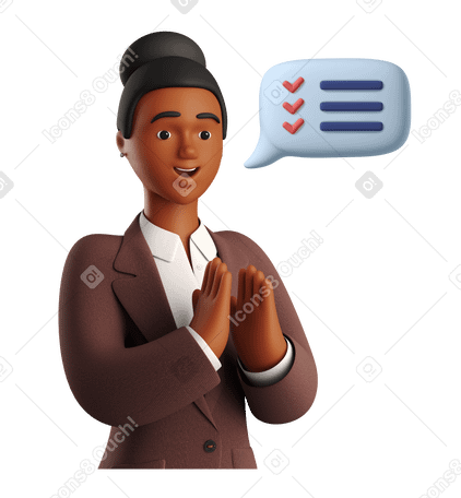 3D Happy woman applauding to the done work PNG, SVG