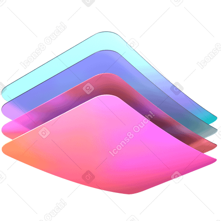 3D stack of colourful plastic cards PNG, SVG