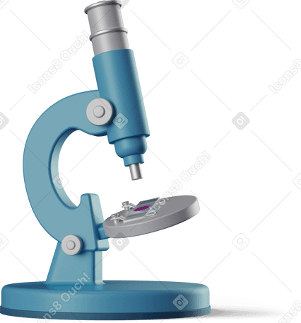 3D blue microscope Illustration in PNG, SVG