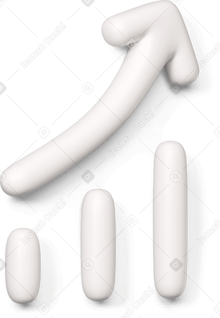 3D White growth arrow icon turned to the right Illustration in PNG, SVG