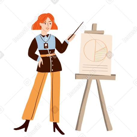 Office woman presenting graph PNG, SVG