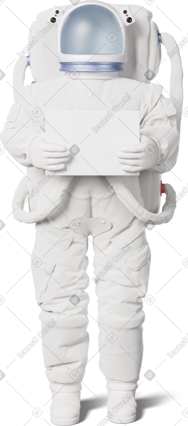 Astronaut holding blank sign PNG, SVG