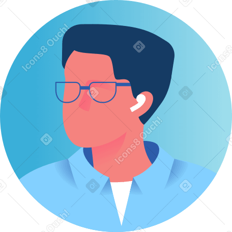 avatar of a man with glasses in a circle PNG, SVG
