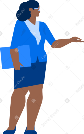 woman in glasses with a folder of documents Illustration in PNG, SVG