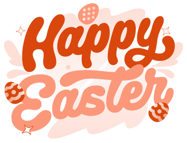 Letras de feliz páscoa com ovos e texto decorativo de composição pastel PNG, SVG