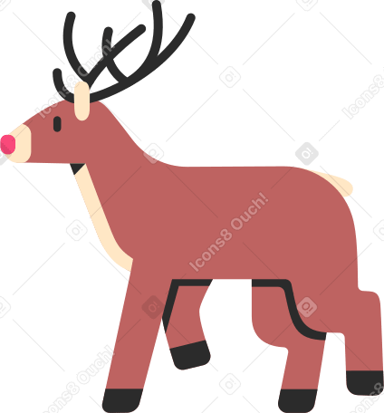 christmas deer with horns PNG, SVG
