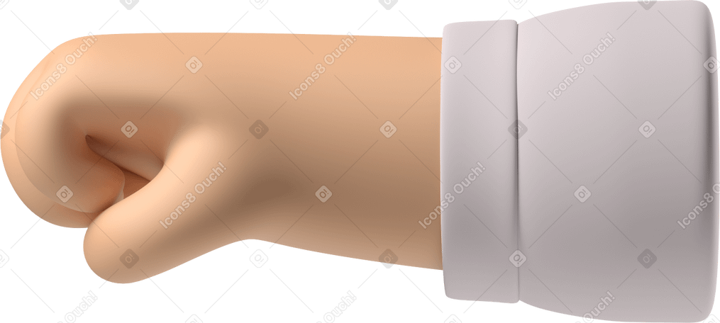 3D Fist of a white skin hand facing left PNG, SVG