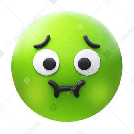 3D nauseated face Illustration in PNG, SVG