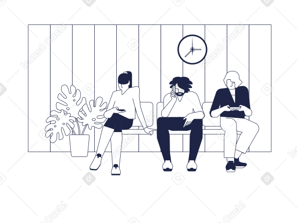 Persone sedute e in fila in attesa PNG, SVG