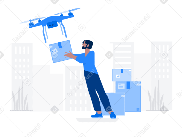 Drone Delivery Illustration in PNG, SVG