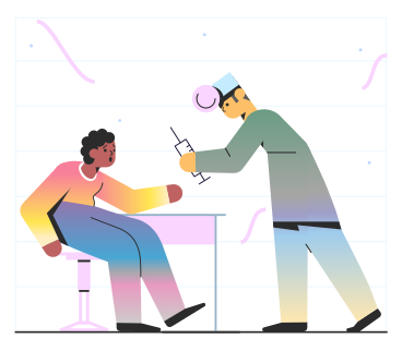 Doctor vaccinating a scared man PNG, SVG