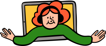 Woman getting out of a tablet PNG, SVG