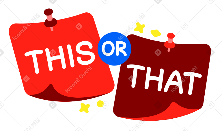 lettering sticker this or that paper note yellow red text PNG, SVG