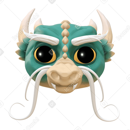 Голова зеленого китайского дракона в PNG, SVG