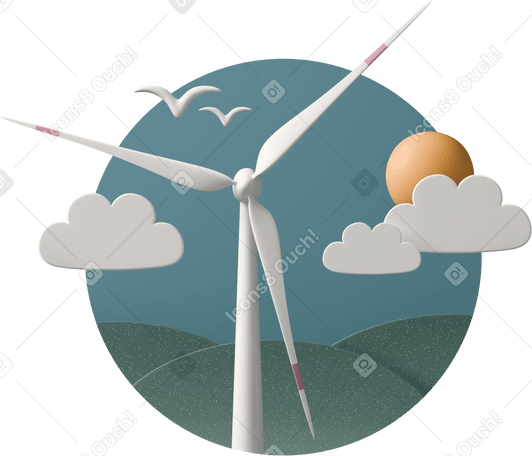 3D wind turbine eco technology в PNG, SVG