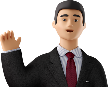 close up of businessman in black suit waving goodbye PNG, SVG