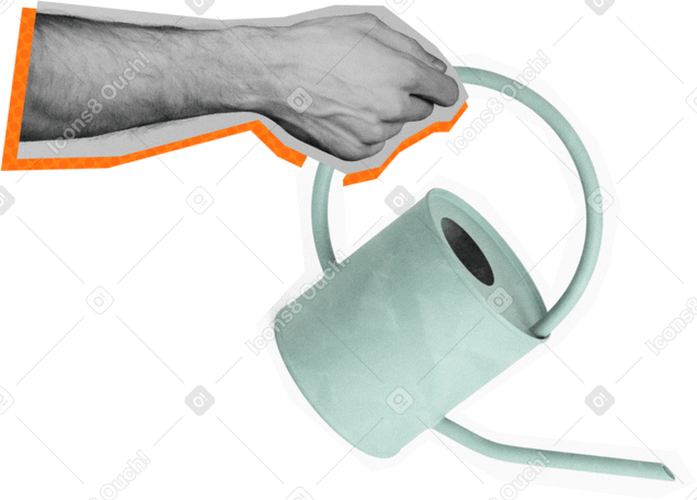 arm with watering can PNG, SVG