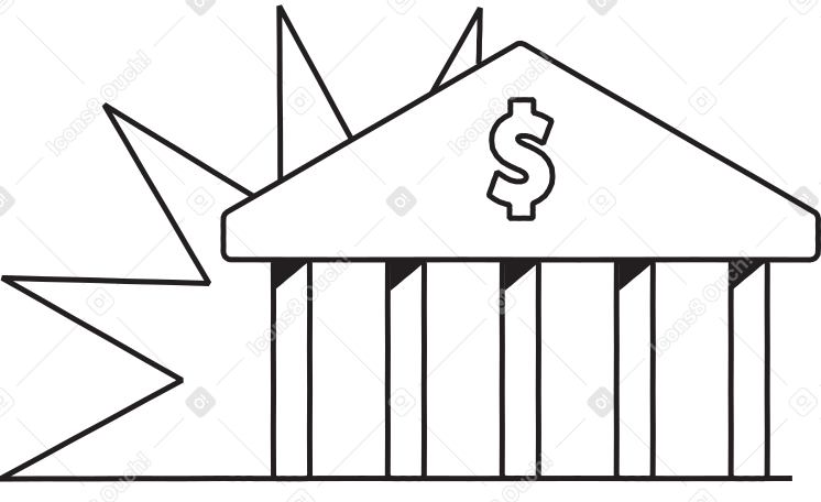 bank building with dollar sign Illustration in PNG, SVG