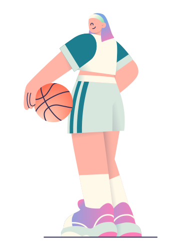 Young woman standing with a ball PNG, SVG