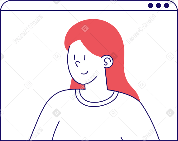 browser window with woman PNG, SVG