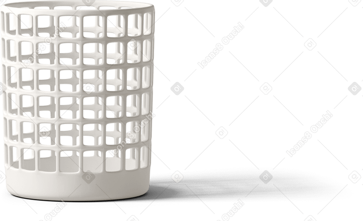 3D empty white waste paper bin Illustration in PNG, SVG