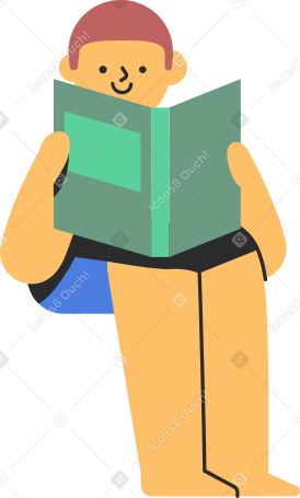 sitting boy reading green book PNG, SVG