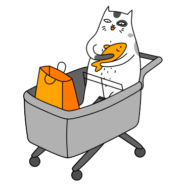 Gato sentado en el carrito de compras PNG, SVG