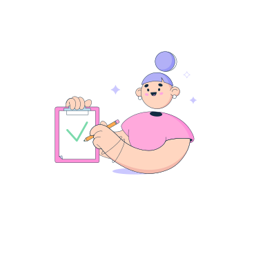 Woman holds a clipboard and draws a check mark  PNG, SVG