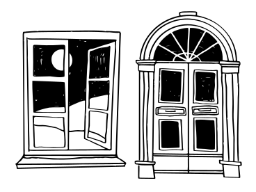 Богато украшенная дверь и окно в PNG, SVG