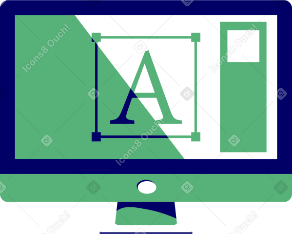 letter a on the monitor screen Illustration in PNG, SVG