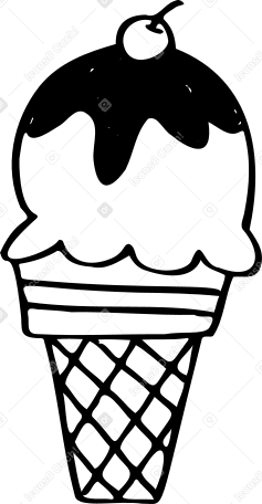 チェリーをトッピングしたコーン入りアイスクリーム PNG、SVG