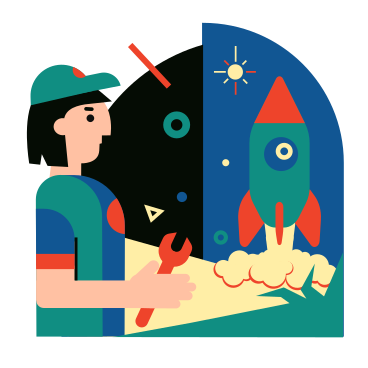 Illustration animée Science des fusées aux formats GIF, Lottie (JSON) et AE