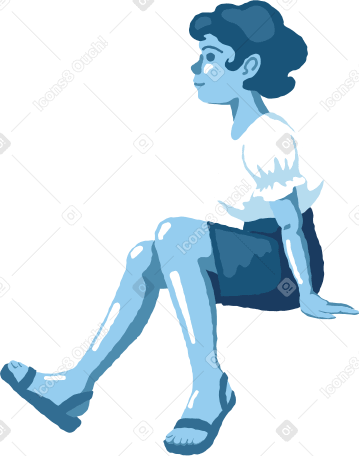 girl sitting side view Illustration in PNG, SVG