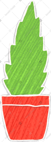 red pot with green bush PNG, SVG