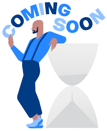 Coming Soon text with a waiting man PNG, SVG