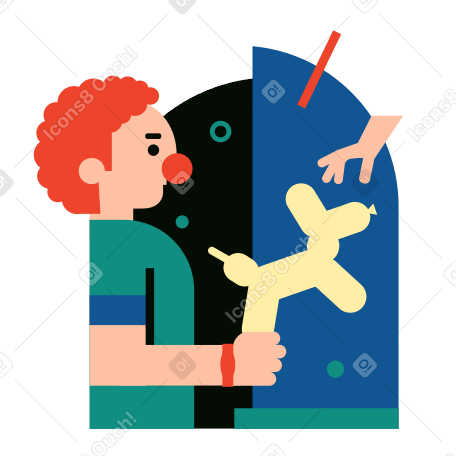 Party clown with a balloon dog PNG, SVG