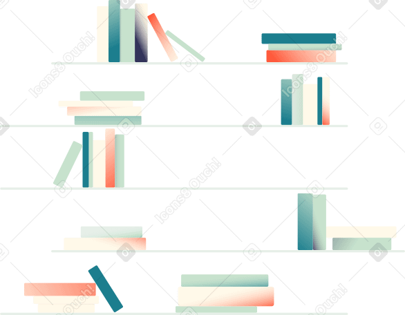 shelf with books Illustration in PNG, SVG