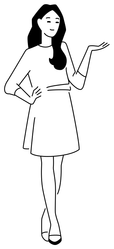 Mujer joven presentando, mostrando algo PNG, SVG