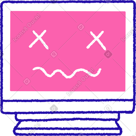 Pc monitor with system crash PNG, SVG