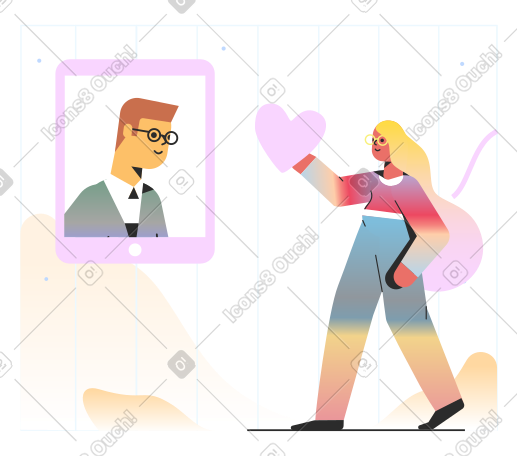 女人在视频通话中表达爱意 PNG, SVG